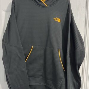The North Face Dark Gray Jacket with Yellow Trim